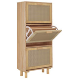 Vidaxl Shoe Cabinet 52x25x115cm forarbejdet træ Natural Rattan Brown