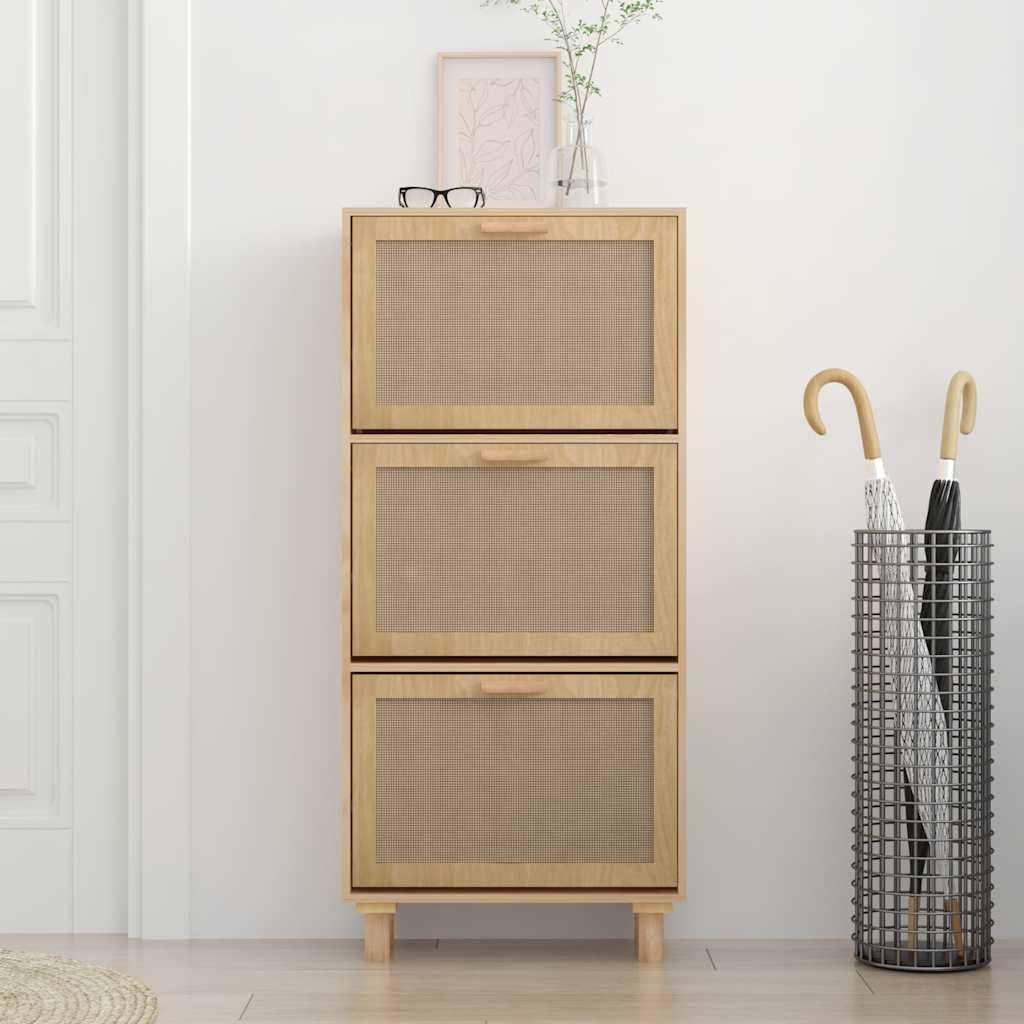 Vidaxl Shoe Cabinet 52x25x115cm forarbejdet træ Natural Rattan Brown