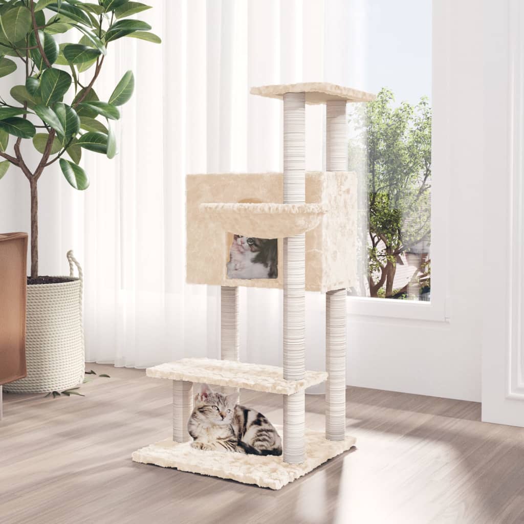 Vidaxl Cat Miwwelen mat Sisal Scratching Posts 108.5 cm Crème -Colored