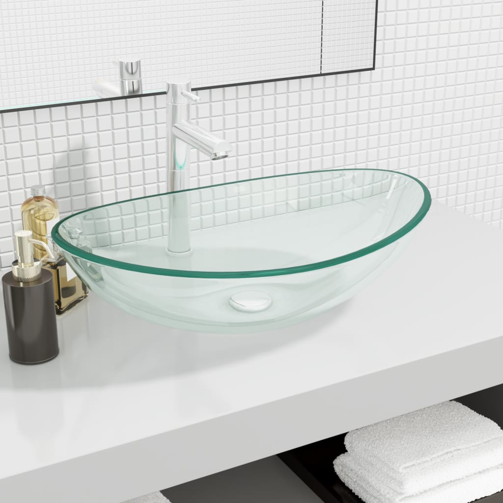 Vidaxl Washbasin 54.5x35x15.5 cm de vidrio endurecido transparente