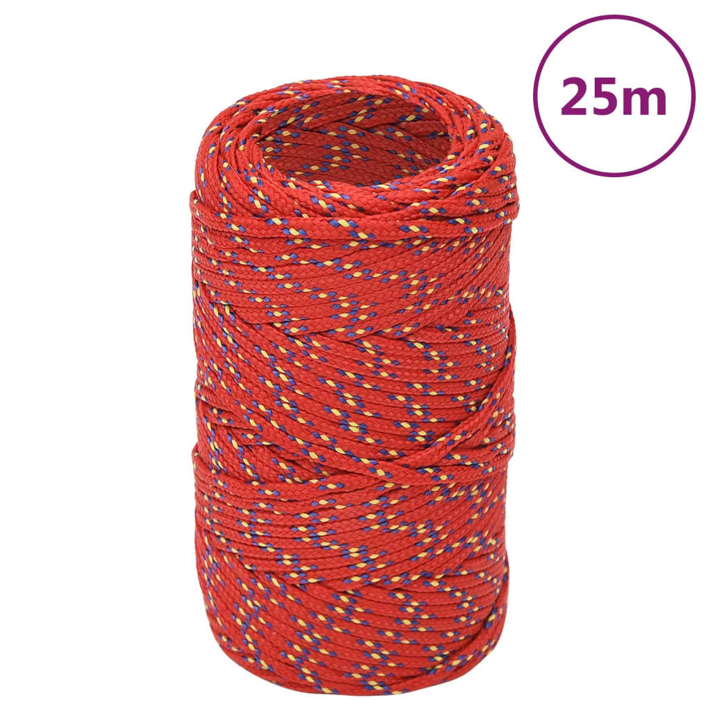 VidaXL Boottouw 2 mm 25 m polypropyleen rood