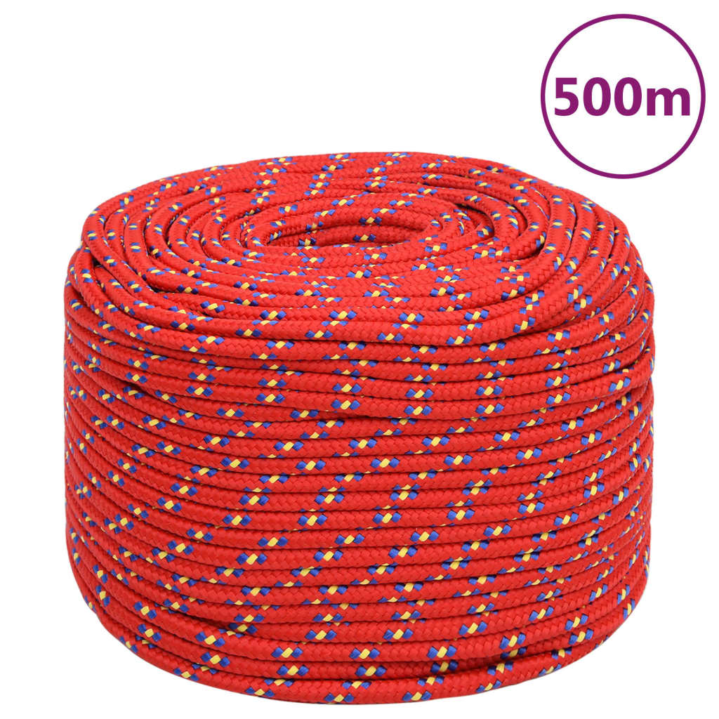 Corde de bateau vidaxl 10 mm 500 m de polypropylène rouge