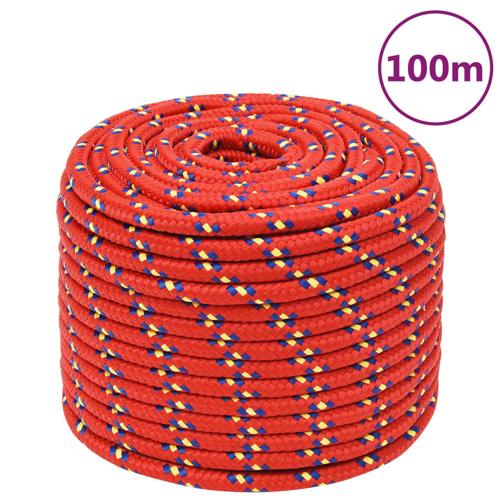 Corde de bateau vidaxl 14 mm 100 m de polypropylène rouge