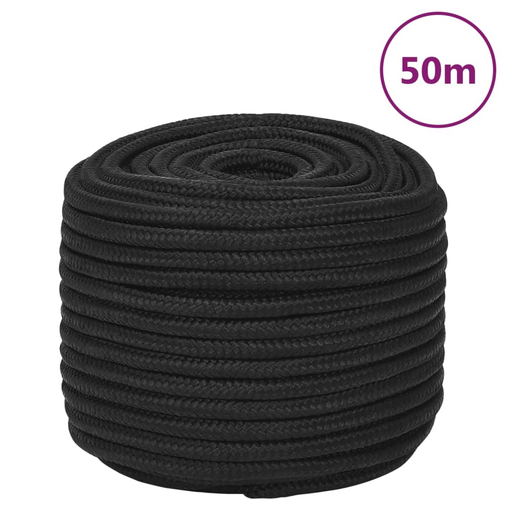 VidaXL Boottouw 12 mm 50 m polypropeen zwart