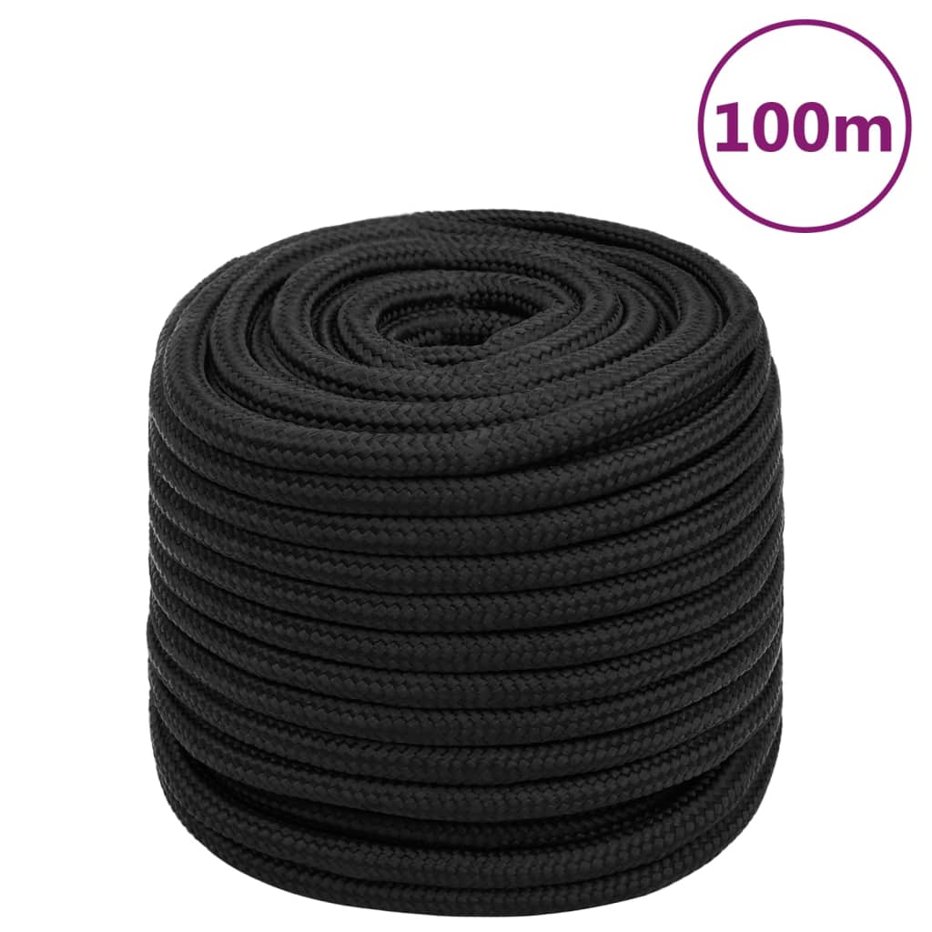 VidaXL Boottouw 18 mm 100 m polypropeen zwart