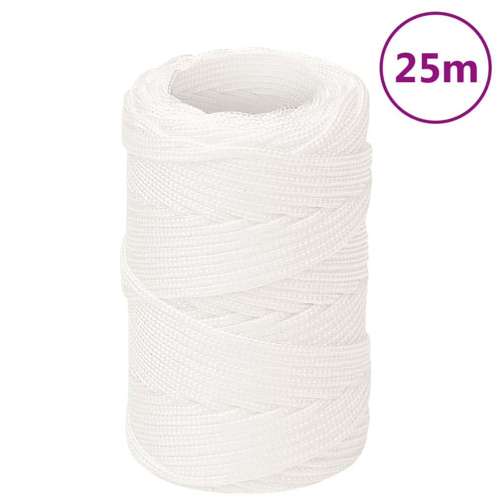 Corde de bateau Vidaxl 2 mm 25 m en polypropylène plein blanc