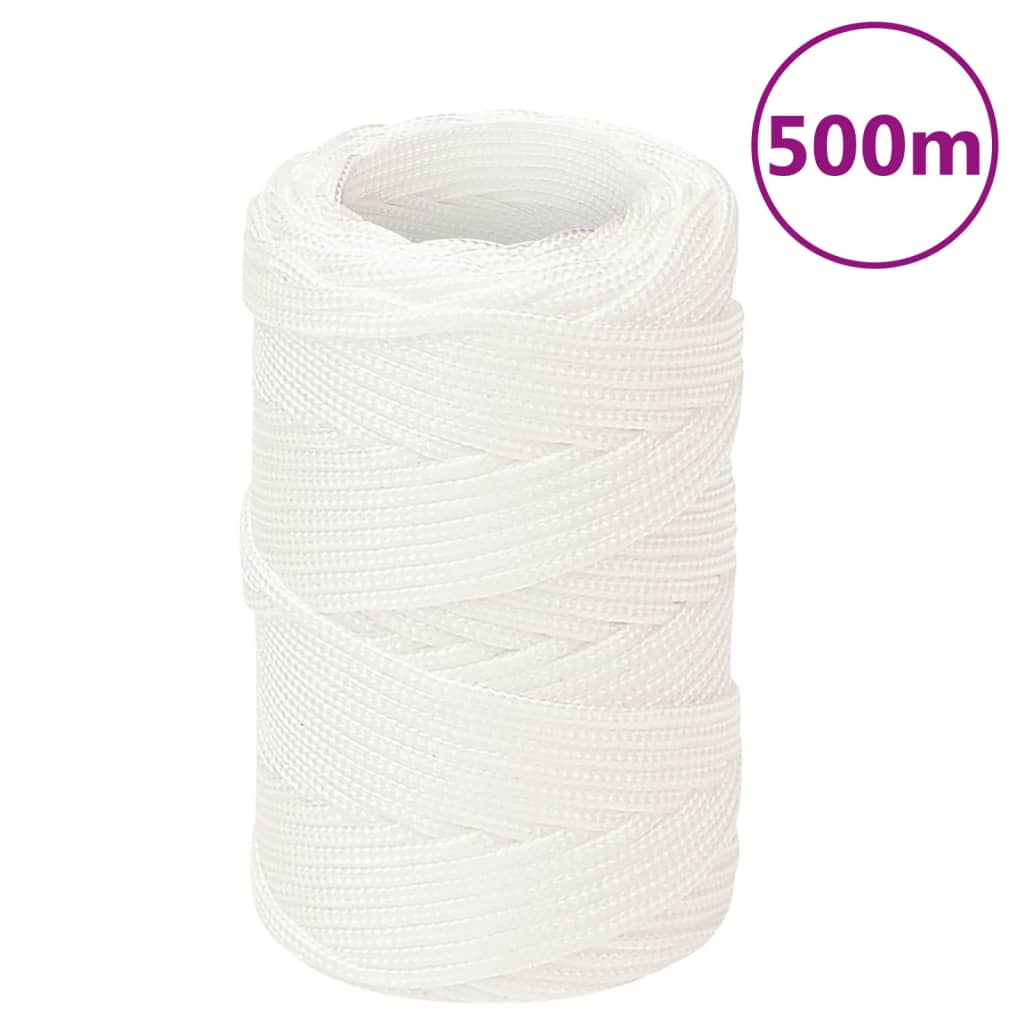 Corde de bateau vidaxl 2 mm 500 m en polypropylène plein blanc