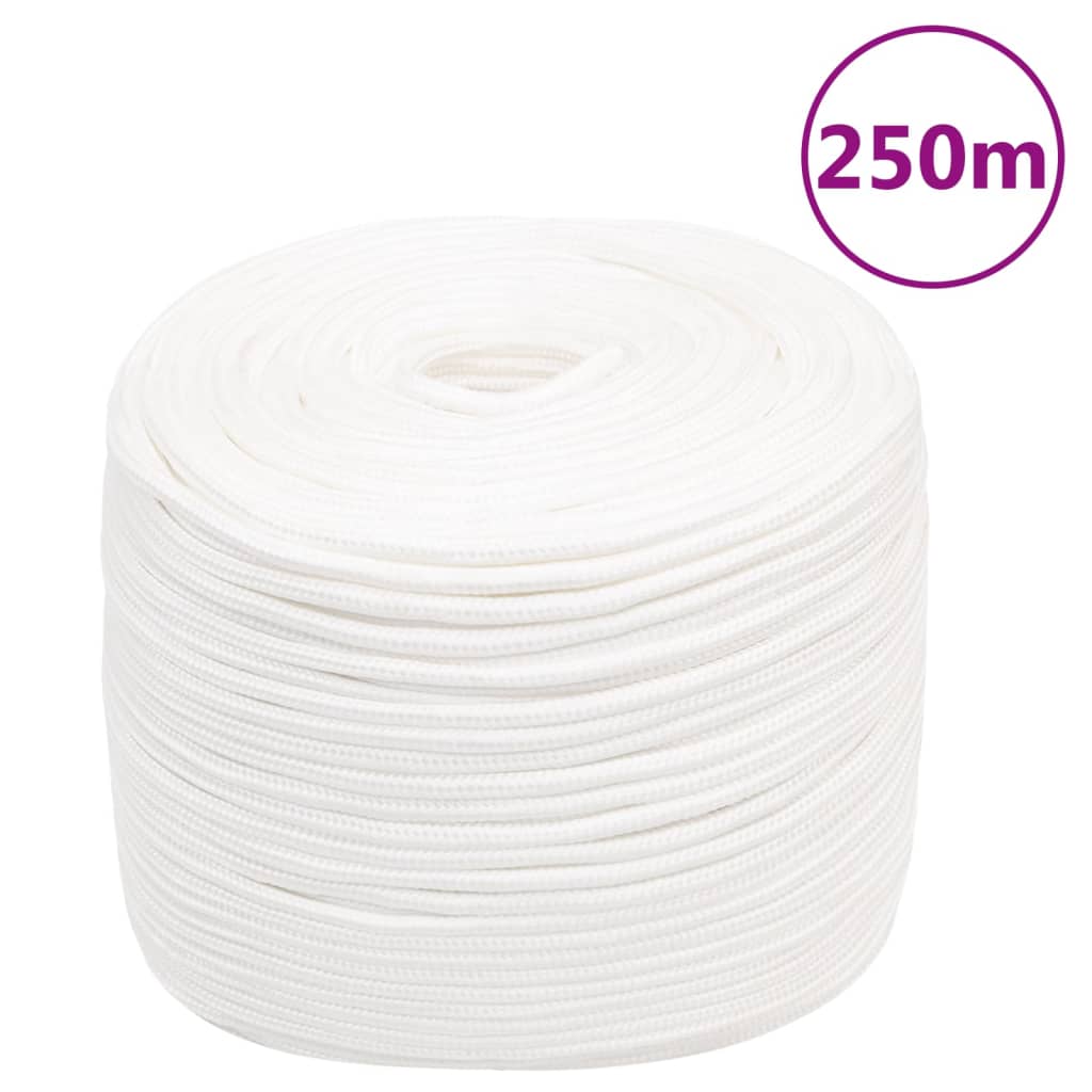 Corde de bateau vidaxl 10 mm 250 m en polypropylène plein blanc