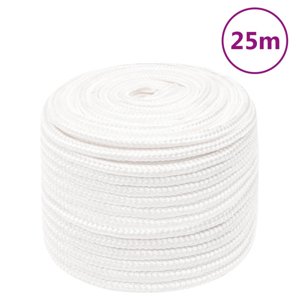 Corde de bateau vidaxl 12 mm 25 m polypropylène plein blanc