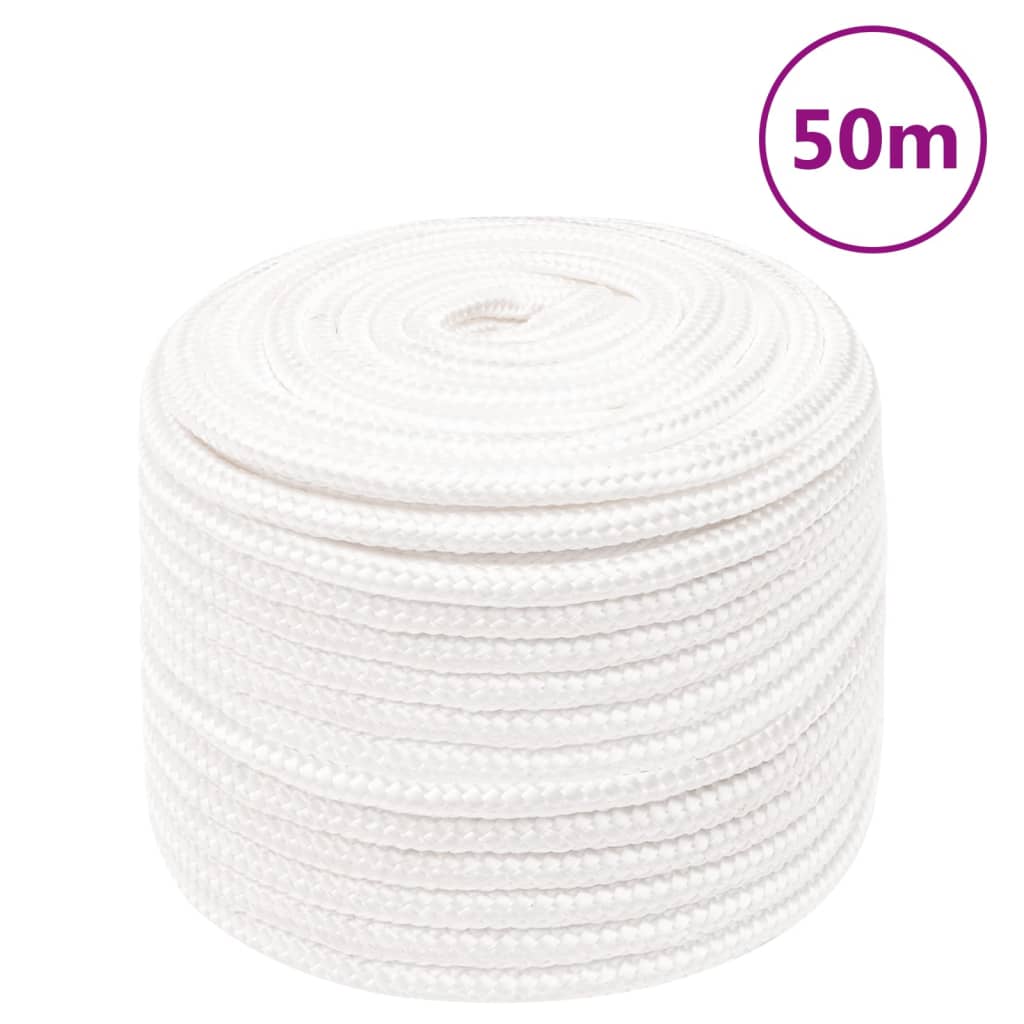 Corde de bateau vidaxl 12 mm 50 m polypropylène plein blanc