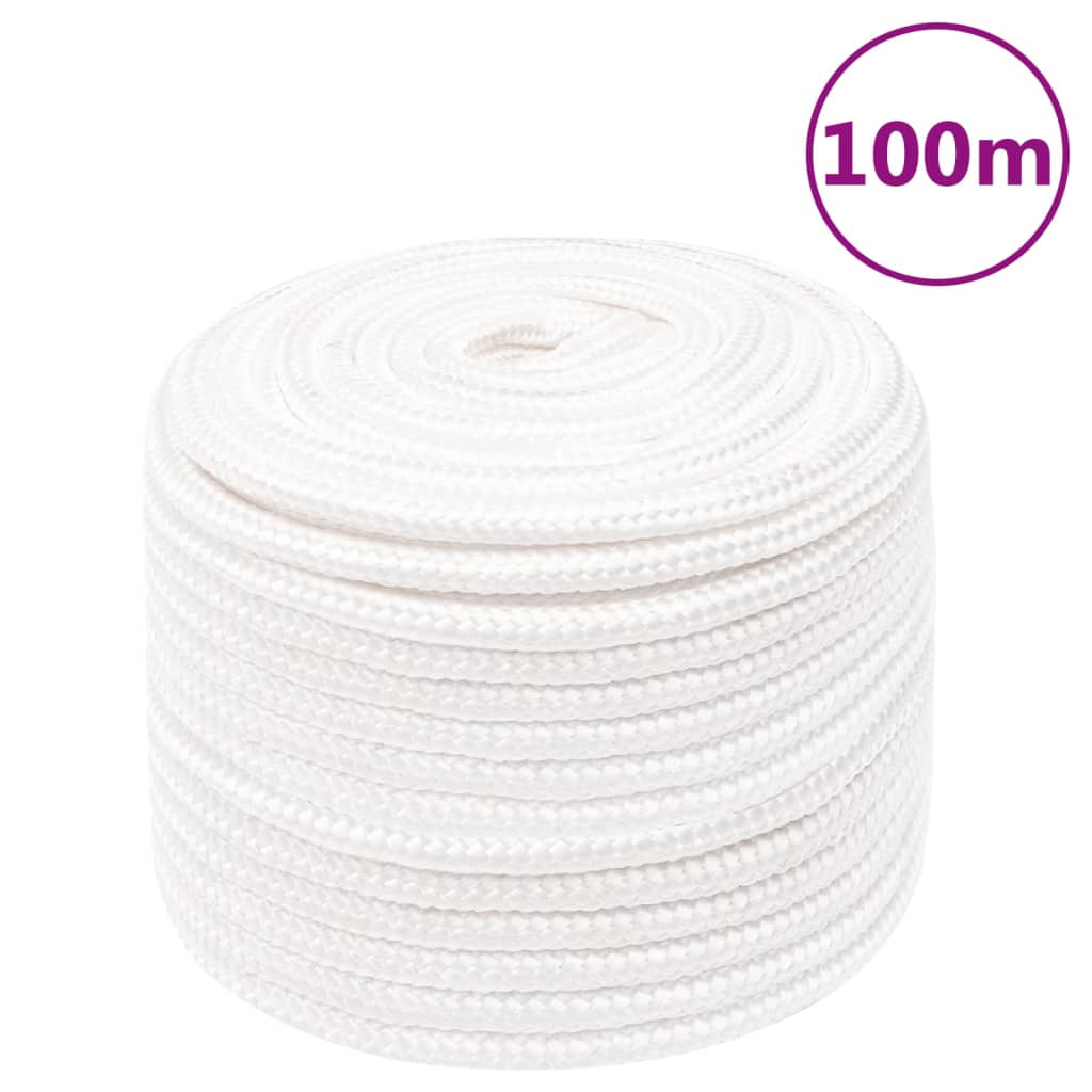 Corde de bateau vidaxl 12 mm 100 m polypropylène plein blanc