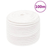 Corde de bateau vidaxl 12 mm 100 m polypropylène plein blanc