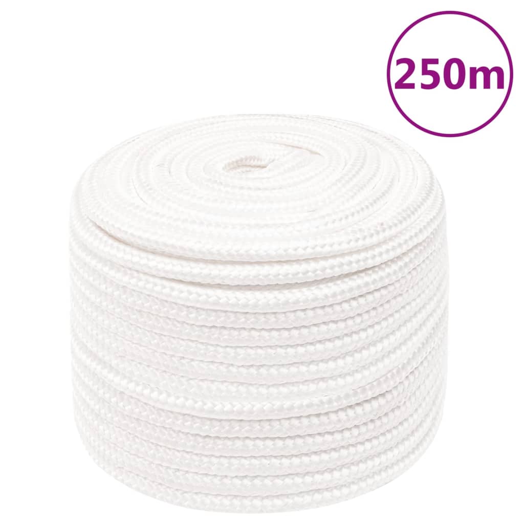 Corde de bateau vidaxl 12 mm 250 m en polypropylène plein blanc