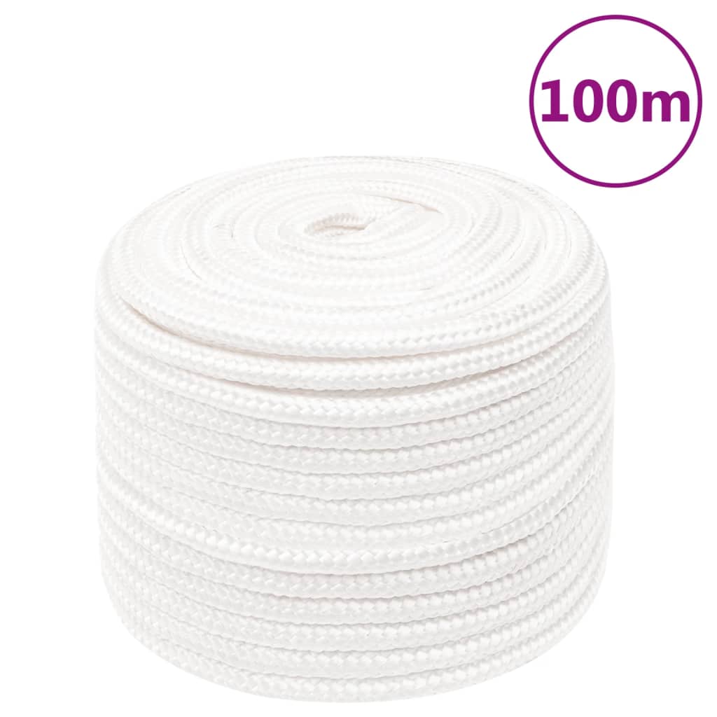 Corde de bateau vidaxl 14 mm 100 m polypropylène plein blanc