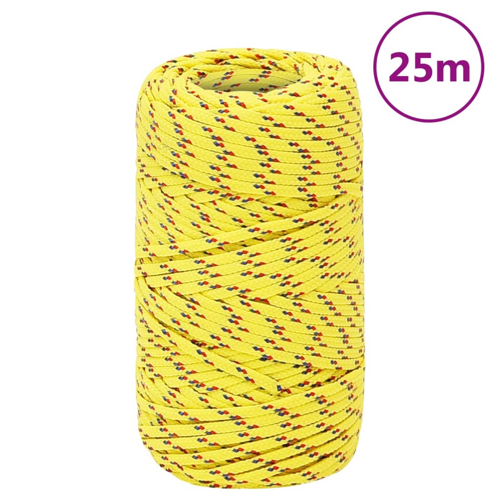 Corde de bateau vidaxl 2 mm 25 m en jaune en polypropylène