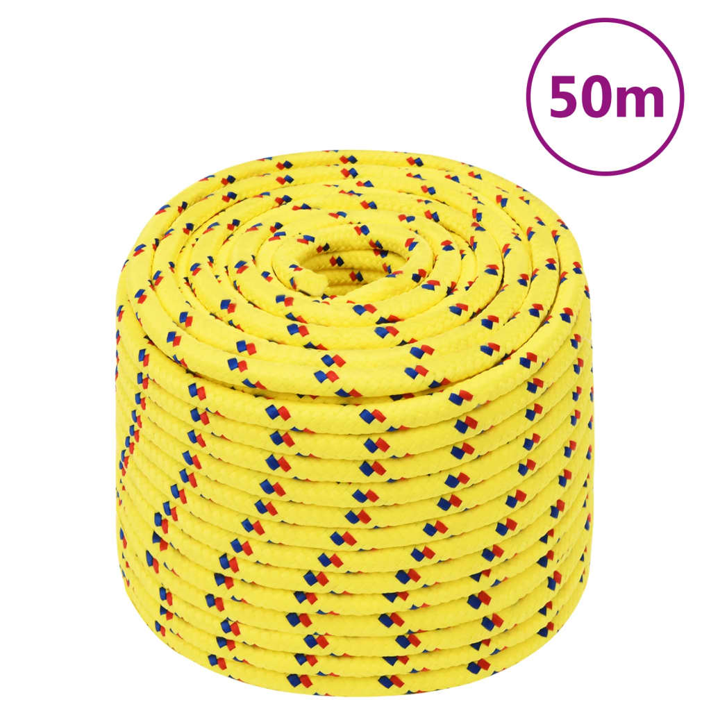 Corde de bateau vidaxl 12 mm 50 m en jaune en polypropylène