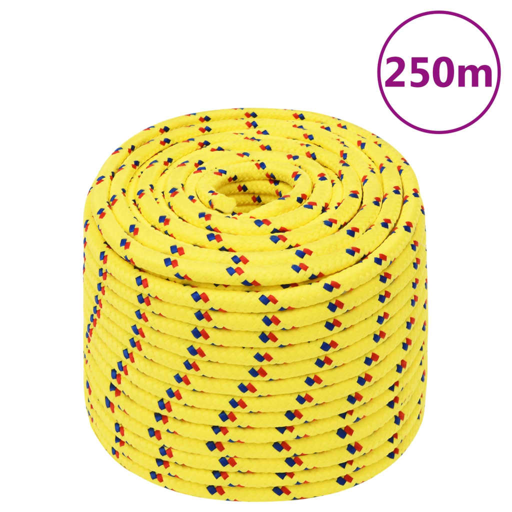 Corde de bateau Vidaxl 12 mm 250 m en jaune en polypropylène