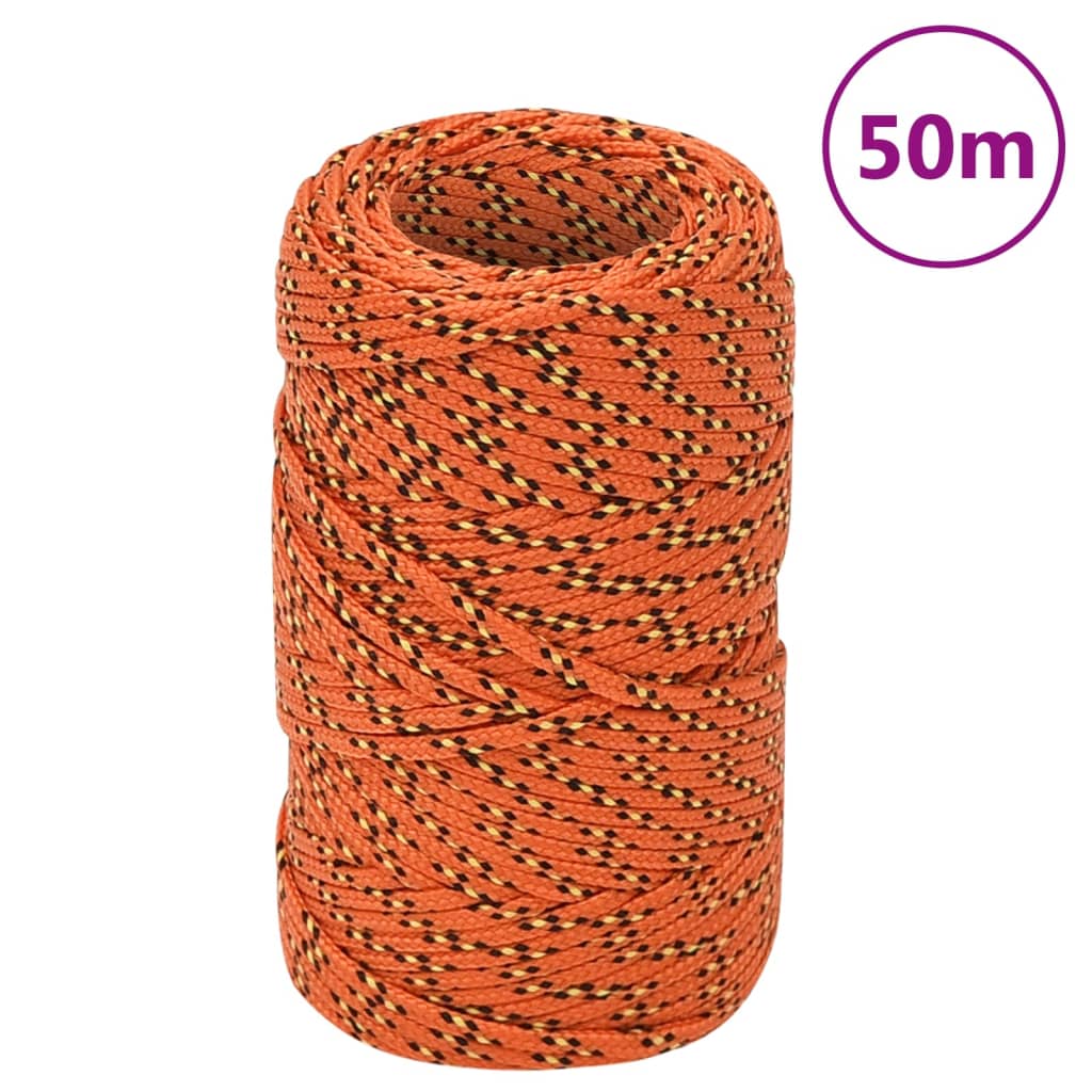 Corde de bateau vidaxl 2 mm 50 m en orange en polypropylène