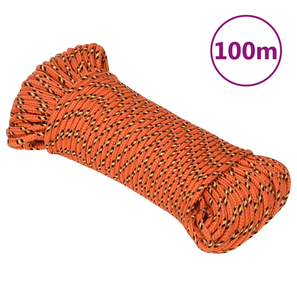 VidaXL Boottouw 3 mm 100 m polypropyleen oranje