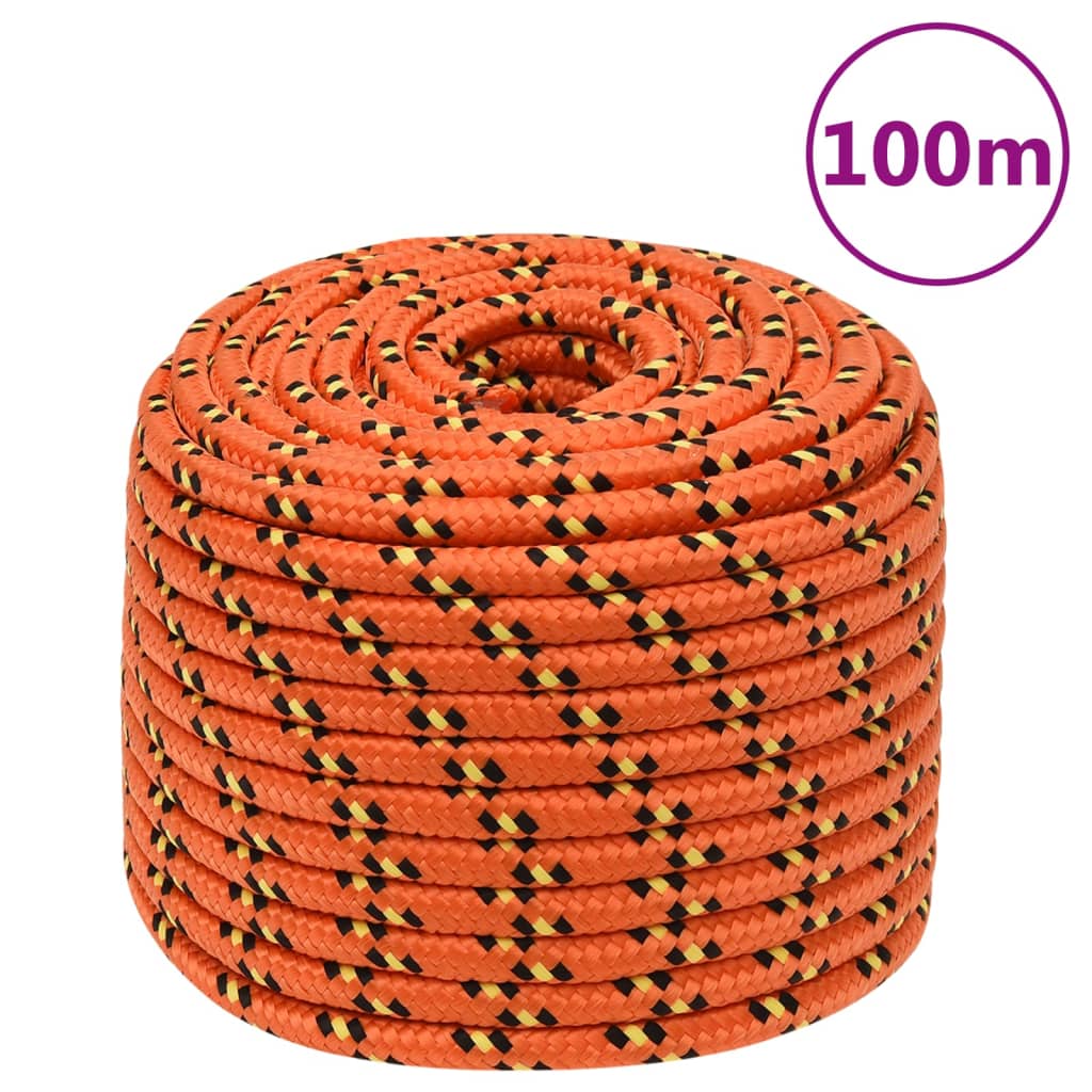 Corde à bateau Vidaxl 14 mm 100 m d'orange en polypropylène