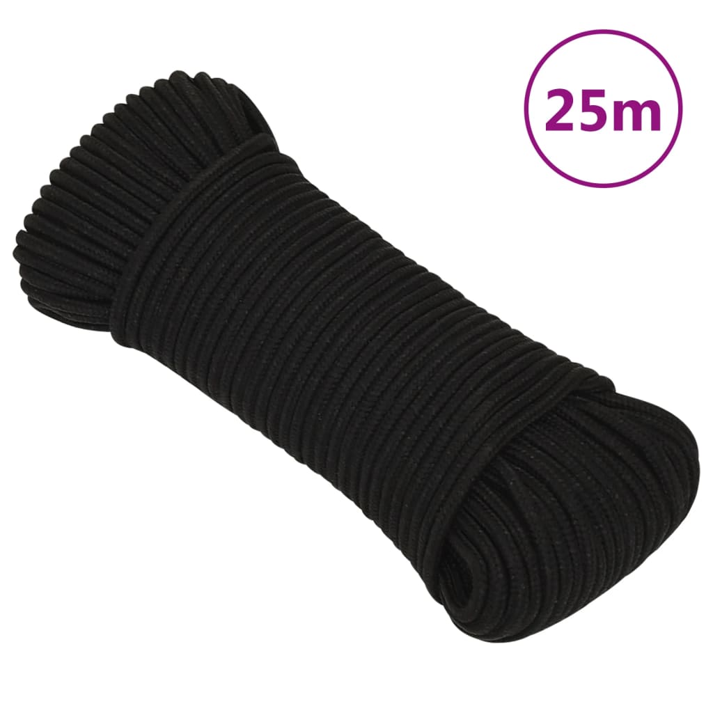 Vidaxl werkouw 3 mm 25 m polyester černá