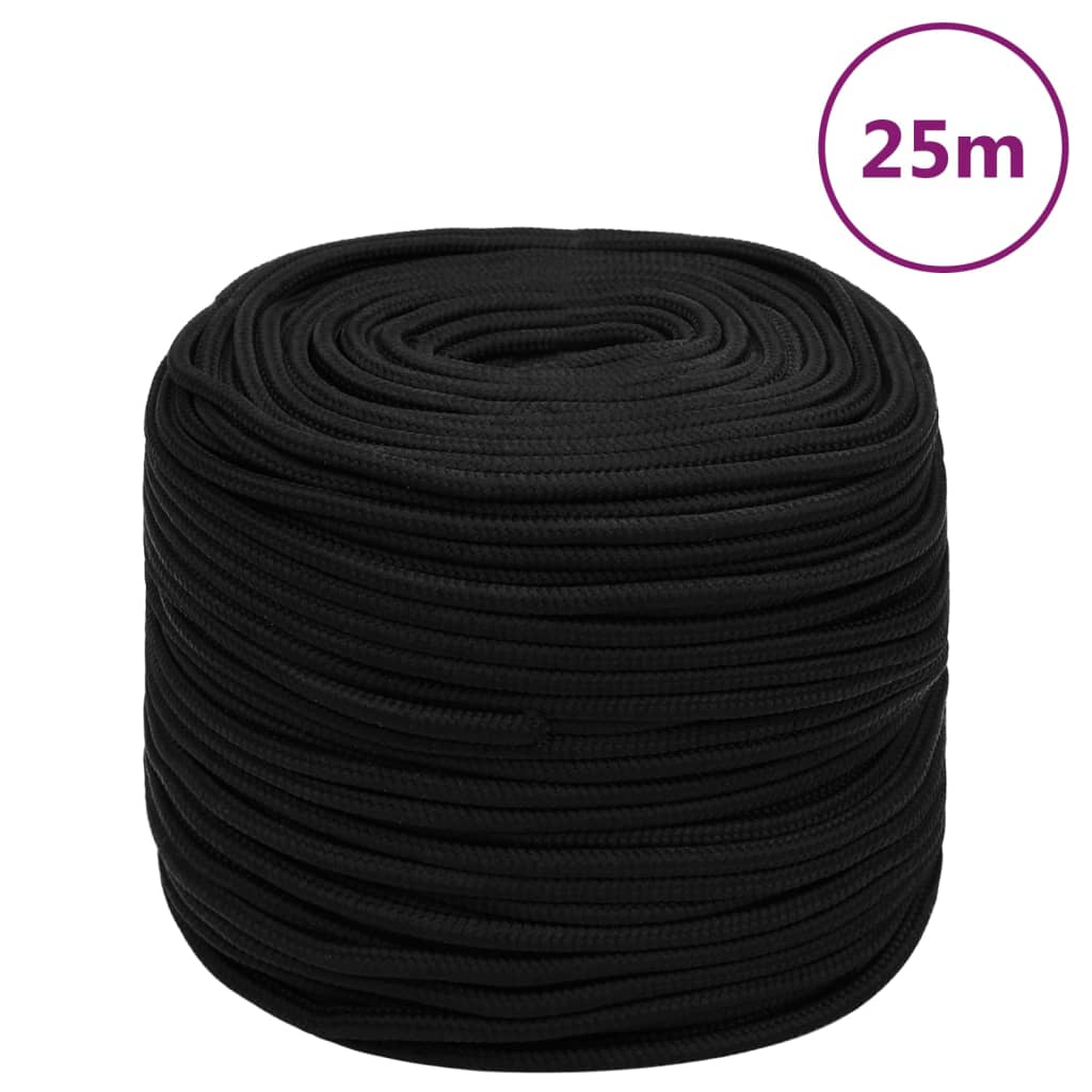 VidaXL Werktouw 6 mm 25 m polyester zwart