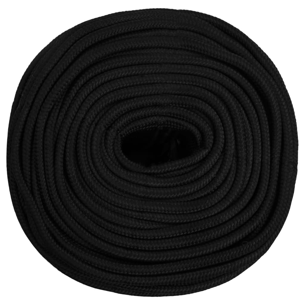 VidaXL Werktouw 6 mm 25 m polyester zwart