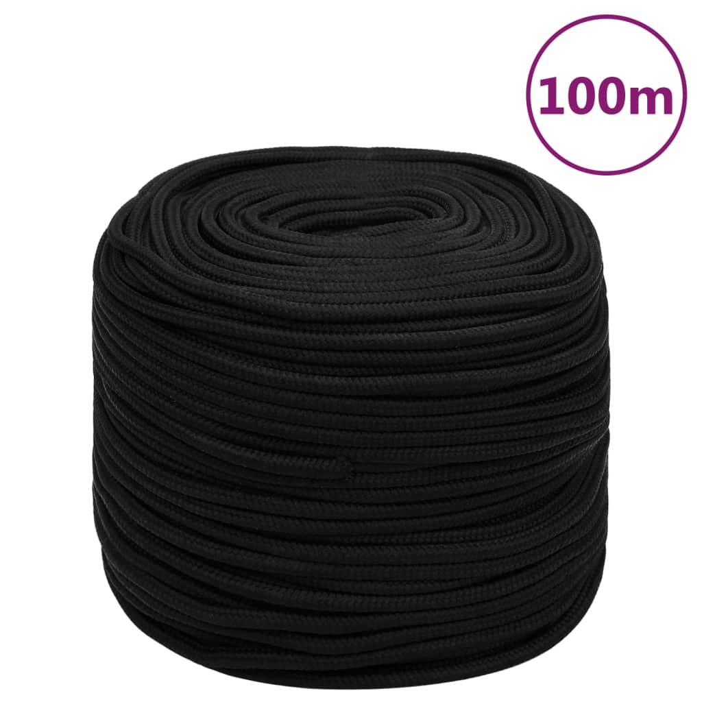 VidaXL Werktouw 8 mm 100 m polyester zwart