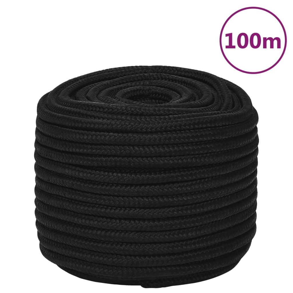 VidaXL Werktouw 12 mm 100 m polyester zwart