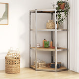 Vidaxl corner rack 4-layer steel and processed wood silver colored