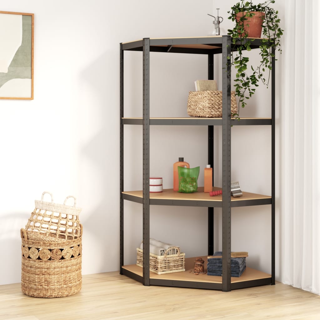 VIDAXL-LAGER RACK 4-LAYER-STAHL und verarbeiteter Holz anthrazitfarben