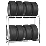 Vidaxl Tire Rack 2-lag 110x40x110 cm stål sølvfarget