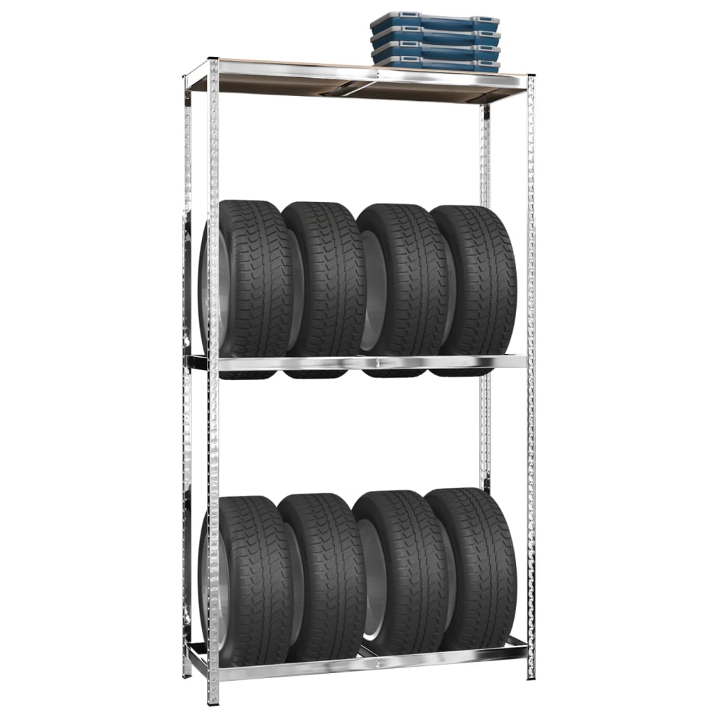 Vidaxl Tire Rack 2-vrstva 110x40x180 cm ocelová stříbrná barva