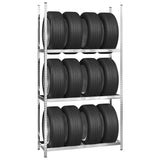 Vidaxl Tire Rack 3-lag 110x40x200 cm stål sølvfarget