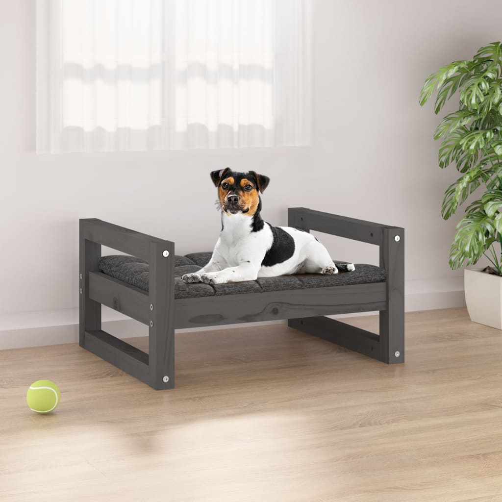 VidaXL dog basket 55.5x45.5x28 cm solid pine Gray