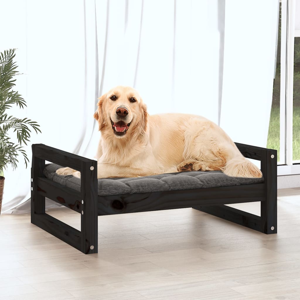 Vidaxl dog basket 75.5x55.5x28 cm solid pine pine black