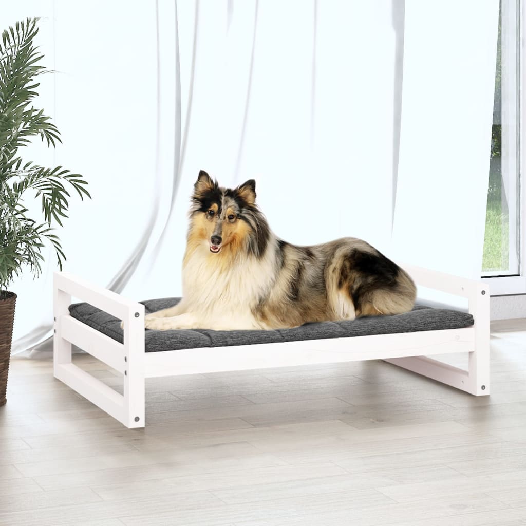 Vidaxl dog basket 95.5x65.5x28 cm Solid pine white white