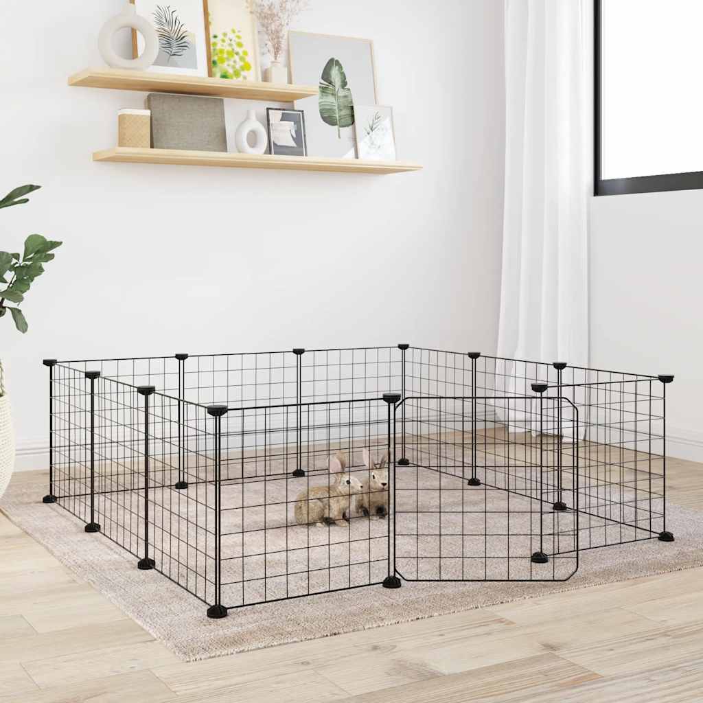 Vidaxl Pets Cage se dveřmi 12 panelů 35x35 cm ocel černá