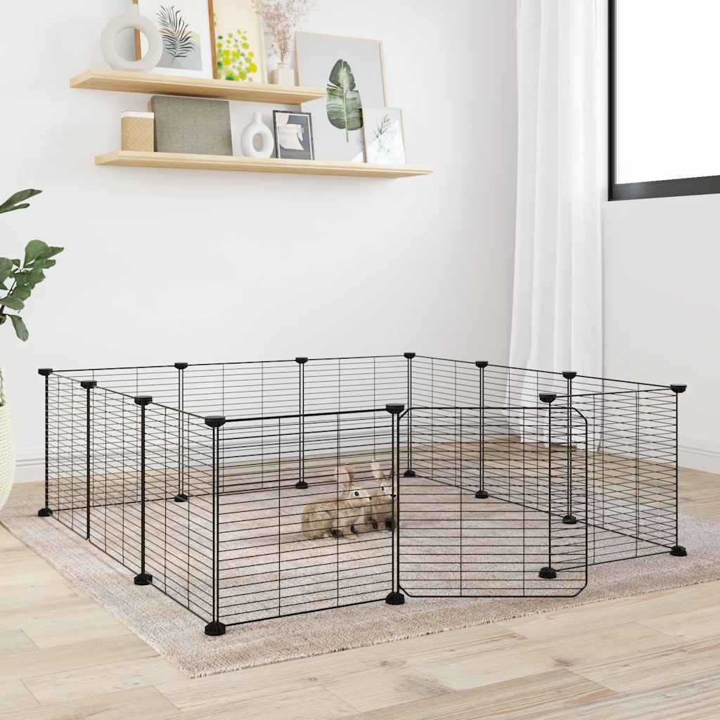 Vidaxl Pets Cage se dveřmi 12 panelů 35x35 cm ocel černá