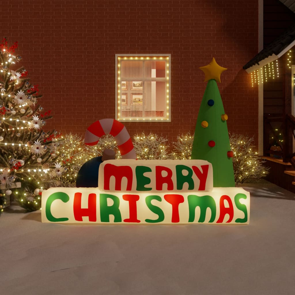 VidaXL Decoratie Merry Christmas met LED's opblaasbaar 197 cm