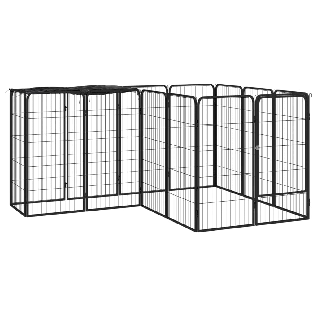 VidaXL Dog Kennel 14 Panels 50 x 100 cm powder -coated steel black