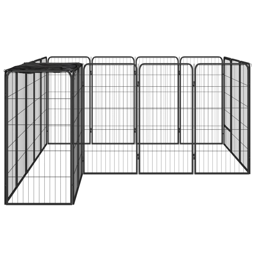 Vidaxl Dog Kennel 18 Panely 50 x 100 cm práškové ocelové černé černé