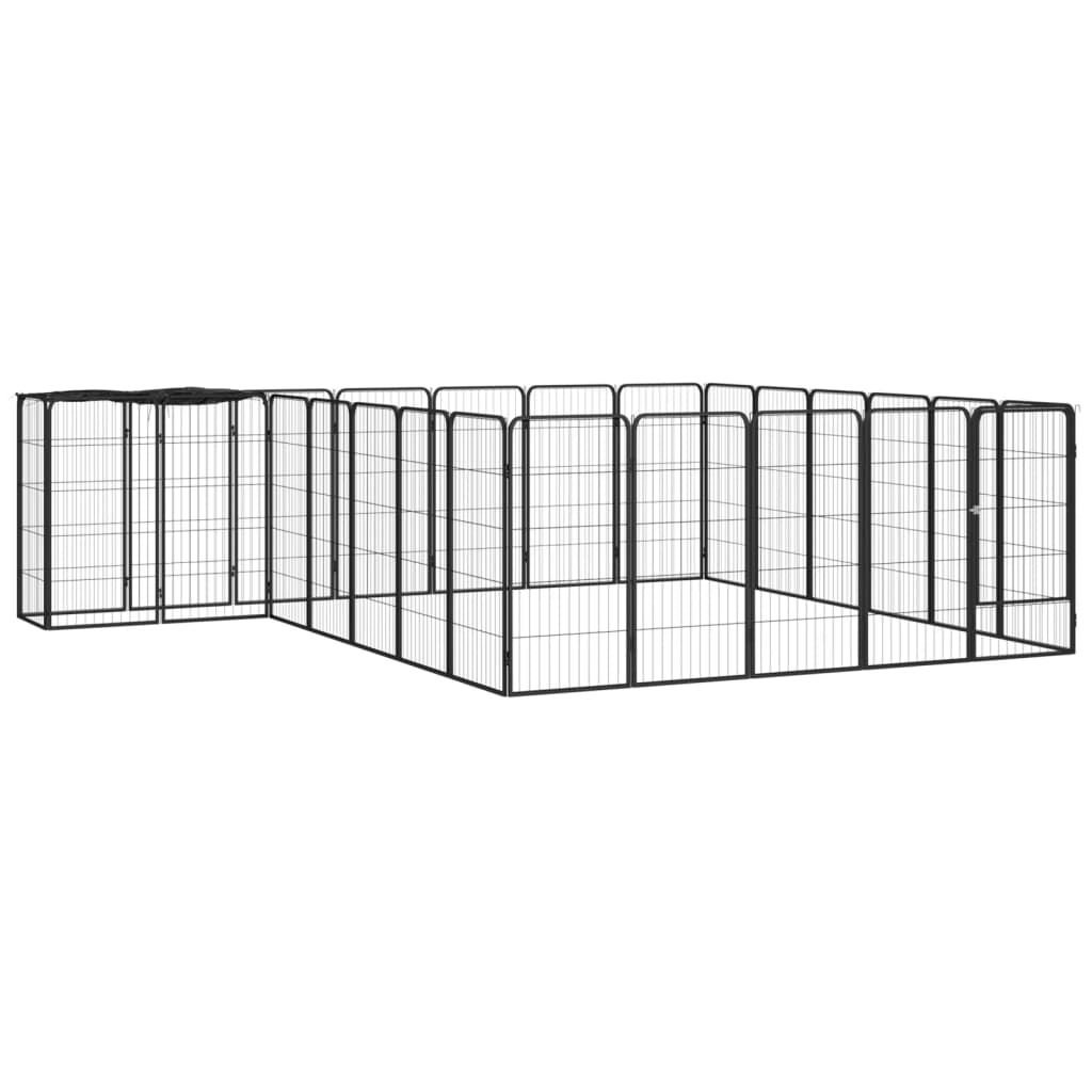 VidaXL Dog Kennel 26 panels 50x100 cm powder -coated steel black