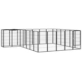 VidaXL Dog Kennel 26 panels 50x100 cm powder -coated steel black