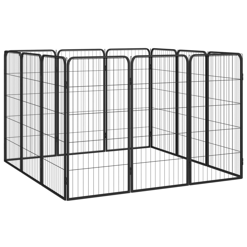 VidaXL Dog Kennel 12 panels 50 x 100 cm powder -coated steel black