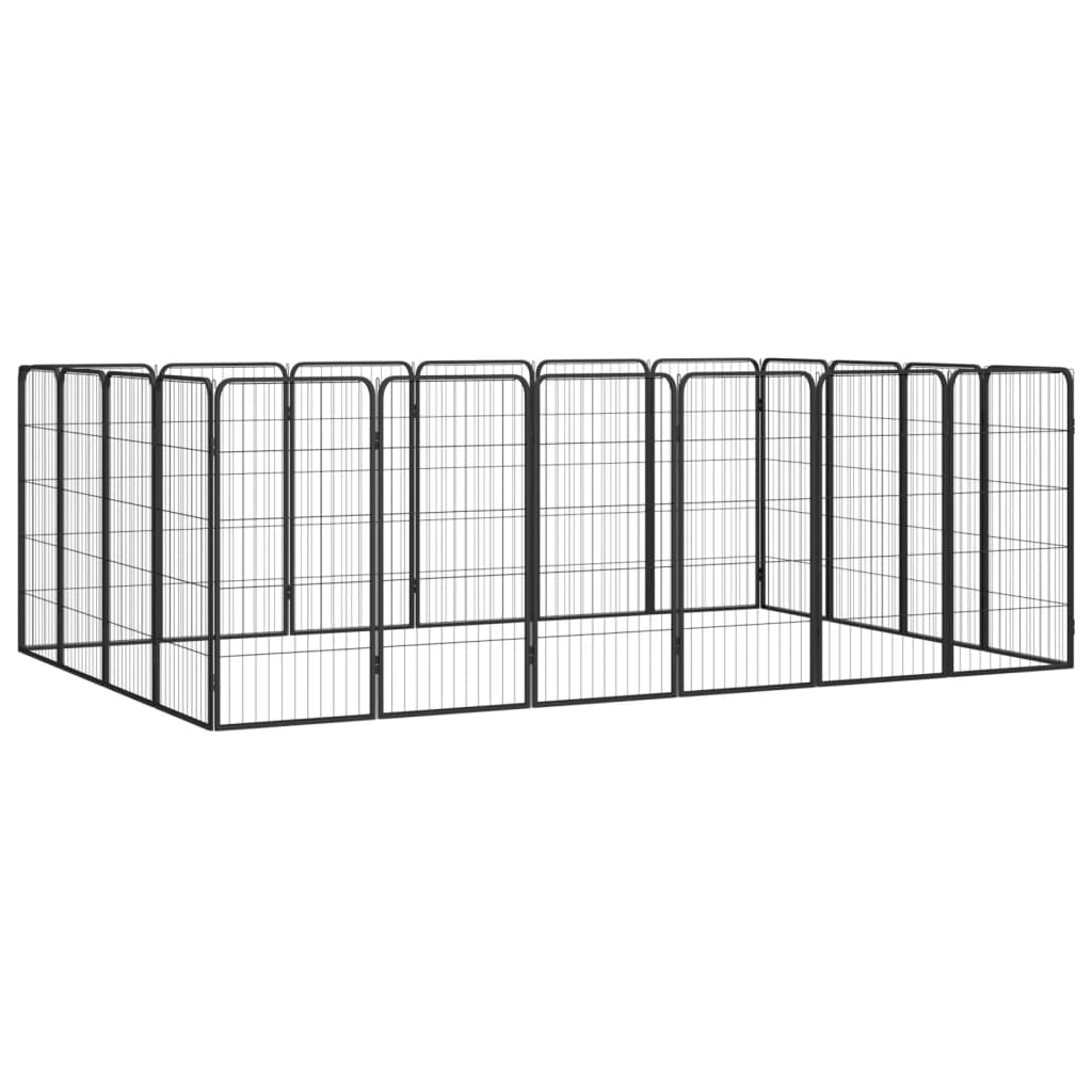 Vidaxl Dog Kennel 20 Panely 50 x 100 cm práškové ocelové černé černé