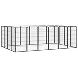 Vidaxl Dog Kennel 20 Panely 50 x 100 cm práškové ocelové černé černé