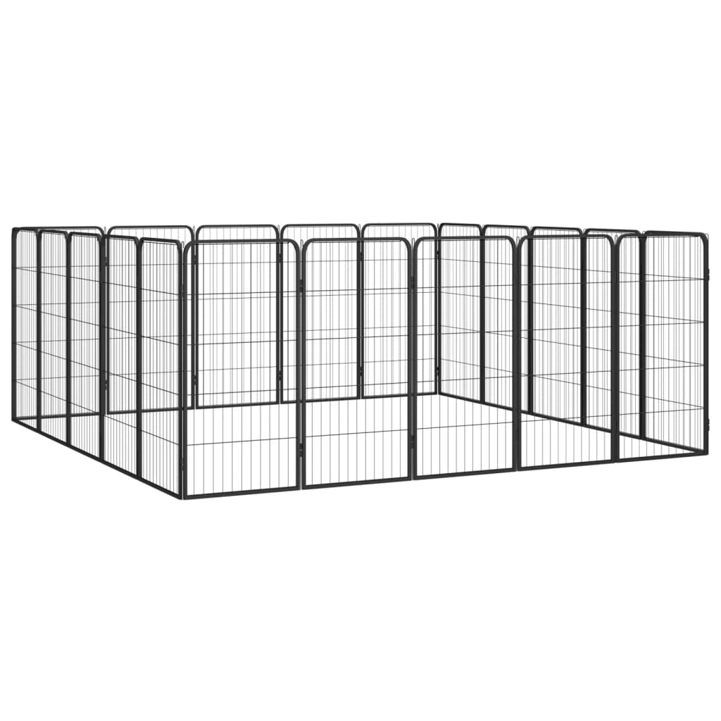 Vidaxl Dog Kennel 20 Panely 50 x 100 cm práškové ocelové černé černé