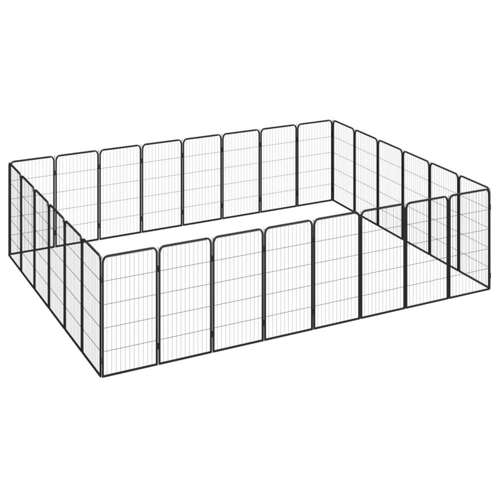 Vidaxl Dog Kennel 28 Panels 50x100 cm powder -coated steel black