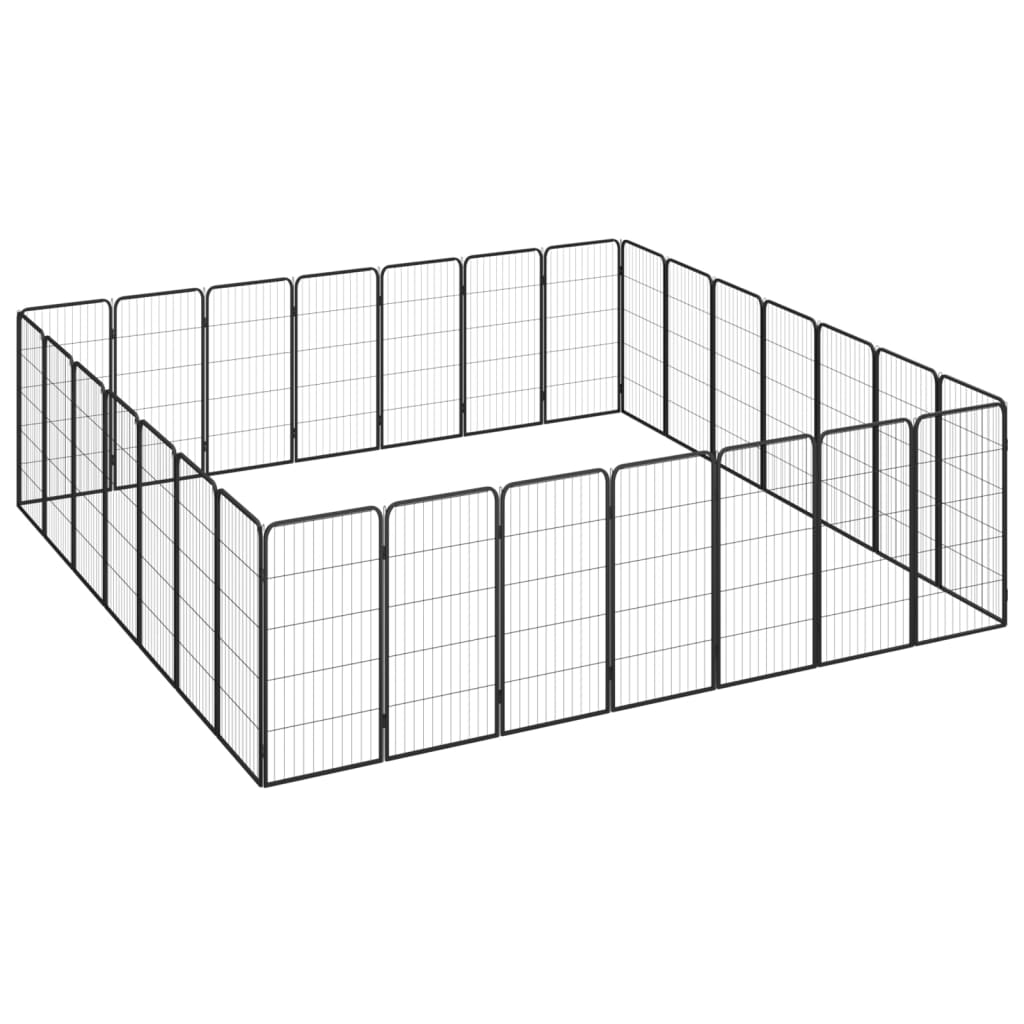 Vidaxl Dog Kennel 28 Panels 50x100 cm powder -coated steel black